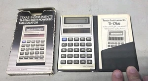 🔥 Vtg 1983 Texas Instruments TI-1766 Light Powered Calculator W/ Box Ppwk NICE - Picture 1 of 14