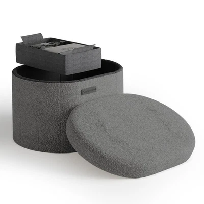 Otomana redonda con almacenamiento para sala de estar, otomana de almacenamiento de 16 pulgadas, pequeña ot... Foto 1 de 4