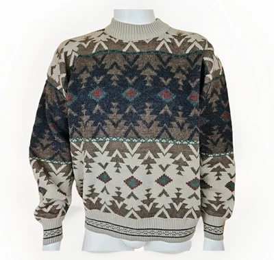 Vtg Italian Sweater Co Mens XL Southwest Pattern Wool Blend Mock Neck Pullover - Image 1 of 4