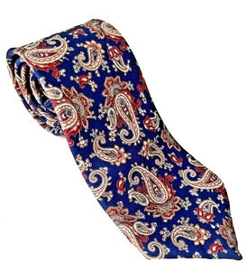 VTG Oscar de la Renta Couture Tie Blue Paisley Silk 3.75" Wide Made in USA - Picture 1 of 10