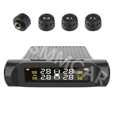 TPMS LCD Car Tire Pressure Monitoring System Security Alarm W/4 External Sensors - Image 1 of 4