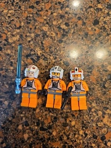 LEGO Luke Skywalker Minifigure SW0295 SW0372 Jeb Porkins SW0369 Y-Wing Pilot - Picture 1 of 2