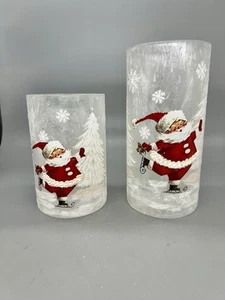 14” And 8” The Magic Of Christmas Skating Santa Containers - Picture 1 of 9