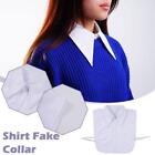 Long Pointed Flat Dickey Collar False Faux Cotton Half Button White Shirt A79C