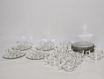 Lot of 24: Vintage Glass Anchor Hocking Laurel Saucers, Federal Tea Punch Cups - Image 1 of 4