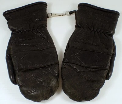 VTG Westbrook Ladies Small Native Deerskin Mittens Gloves Black Sherpa Lined USA - Image 1 of 4