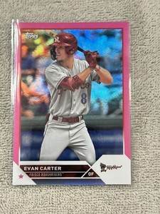 Evan Carter 2023 Topps Pro Debut #PD-79 Pink Fuchsia Foil #'d 17/199 Rangers