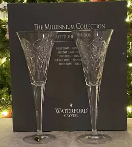 WATERFORD, LIMITED ED., MILLENNIUM MILLENIUM FLUTES, HAPPINESS, PAIR, MINT IN BOX - Bild 1 von 4