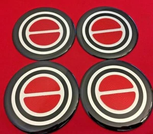 4pcs.1980-1996 FORD F150 BRONCO VAN Center Caps RED EMBLEM STICKERS BADGES LOGOS - Picture 1 of 2