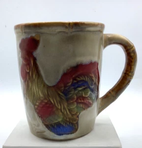 Embossed Rooster Mug Cup Farm House Ceramic, Colorful Glazed, 3.75” - Picture 1 of 6