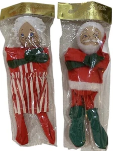 VINTAGE SANTA & MRS. CLAUS FELT FIGURINES MADE IN TAIWAIN 10" NEW - Picture 1 of 5