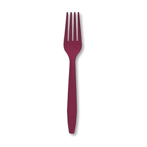 Creative Converting Touch of Color Premium 24 Count Plastic forks  Burgundy - Picture 1 of 1