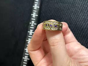 Turkish Handmade Jewelry 925 Sterling Silver Amethyst Stone women Ring Sz 8 - Picture 1 of 6