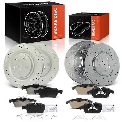 Front & Rear Drilled Brake Rotors & Brake Pad for Jaguar XF S-Type XJ8 326 mm - Image 1 of 4
