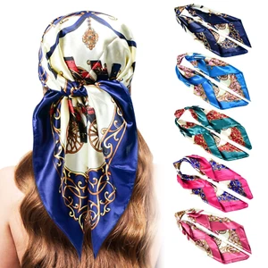 5PCS Large Satin Head Scarves - Silk Square like Neck Scarf Hair Wraps Headsc... - Picture 1 of 12