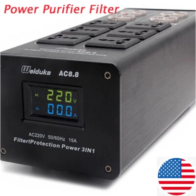 Filtro purificador de energía de audio avanzado Weiduka AC8.8 3000W 15A pantalla LED doble EE. UU. Foto 1 de 4