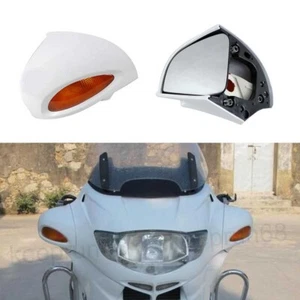 2X White Rear View Mirrors w/ Turn Signal Amber For BMW R1100RT R1150RT R1100RTP - Picture 1 of 12