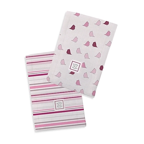 Juego de 2 nuevos paños para eructos de bebé con diseños de envolturas pollitos rosas Foto 1 de 1