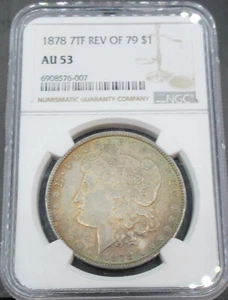 1878 7TF REV OF 79 Morgan Silver Dollar NGC AU53 - Picture 1 of 2