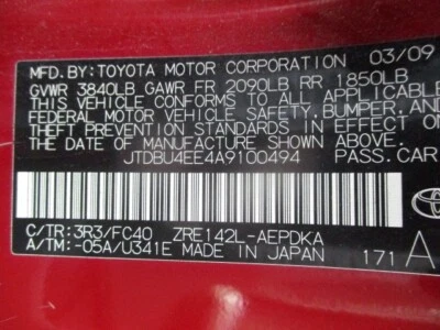 Used Front Right Door Window Regulator Front fits: 2010 Toyota Corolla electric Foto 1 de 4