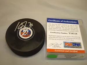 Kyle Okposo Signed New York Islanders Hockey Puck Autographed PSA/DNA COA 1A - Picture 1 of 3