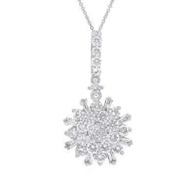 Collar Starburst Copo de Nieve Diamante Oro Blanco 14K 1.15 CT Certificado Natural Foto 1 de 2