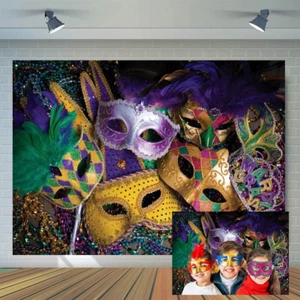 7X5Ft Venetian Mardi Gras Backdrop Masquerade Themed Party Photography Backgroun - Picture 1 of 7