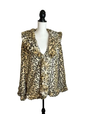 Damselle Faux Fur Animal Print Coat Womens Large Oversized Glam Rock Soft - Image 1 of 4