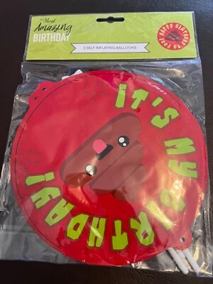 Pack de 3 globos emoji autoinflables Its My Birthday Poop Foto 1 de 2