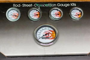 ISSPRO R4080-8 Five Gauge Chrome Bezel Kit with Flame Design - Picture 1 of 10