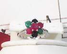 Natural Gemstones With 925 Sterling Silver Ring. Size 6 1/2. Ssrf002