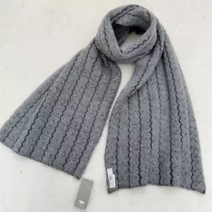 INIS MEAIN Merino Wool & Cashmere Long Scarf Gray 14.4 × 83.5 in Made in Ireland - Picture 1 of 5