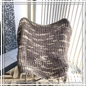 Knit Blanket Throw Hand-Made two tone gray 44" X 44” - Picture 1 of 5