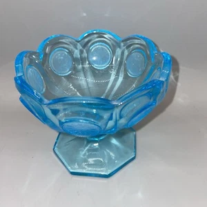 Vintage Fostoria Ice Blue Coin Glass Pedestal Compote Candy Dish, Jelly Dish - Picture 1 of 10
