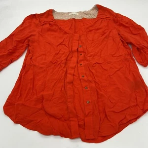 Edme & Esyllte Anthropologie Red Orange Button-Up Blouse, Size 6 - Picture 1 of 4