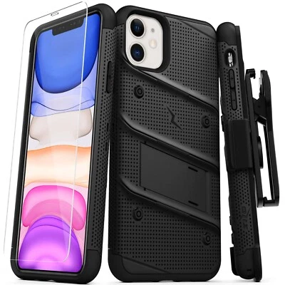 Funda ZIZO BOLT iPhone 11 6.1" con Protector de Cristal, Funda y Cordón - NEGRA Foto 1 de 4