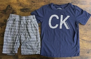 CALVIN KLEIN SHORT SET BLUE GRAY SIZE 6 - Picture 1 of 11
