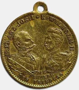 Medaglia Amicizia Austria-Ungheria e Germania - Francesco Giuseppe e Guglielmo II - Foto 1 di 3