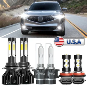 9005+D2S+H11 Combo LED Headlight Bulbs High/Low Beam + Fog Light Kit 6000K White - Picture 1 of 12