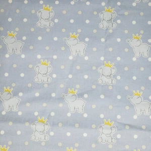 Daisy Kingdom Fabric Duke Dots CP61577 Blue White Dots Elephants 2 Yd + 30 x 43 - Picture 1 of 4