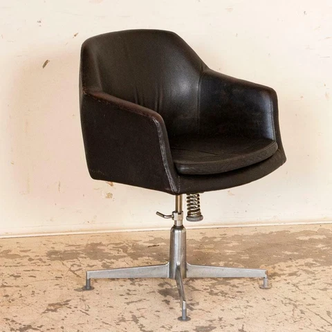 Vintage Chrome and Leather Office Chair Cover