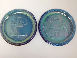 VINTAGE INDIANA GLAS GEDENKTAFELN LIBERTY/UNABHÄNGIGKEIT 2er SET - Bild 1 von 4