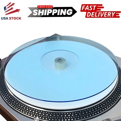 Acrylic Turntable Mat - Acrylic Slipmat for 12" Vinyl LP Record Players Blue_lit - Image 1 of 4