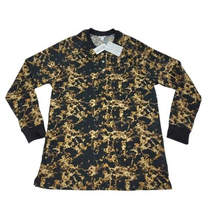 LuLaRoe Long Sleeve Top Mark Mens Sz L Henley Style Shirt Black Fire/Marble NWT - Picture 1 of 8