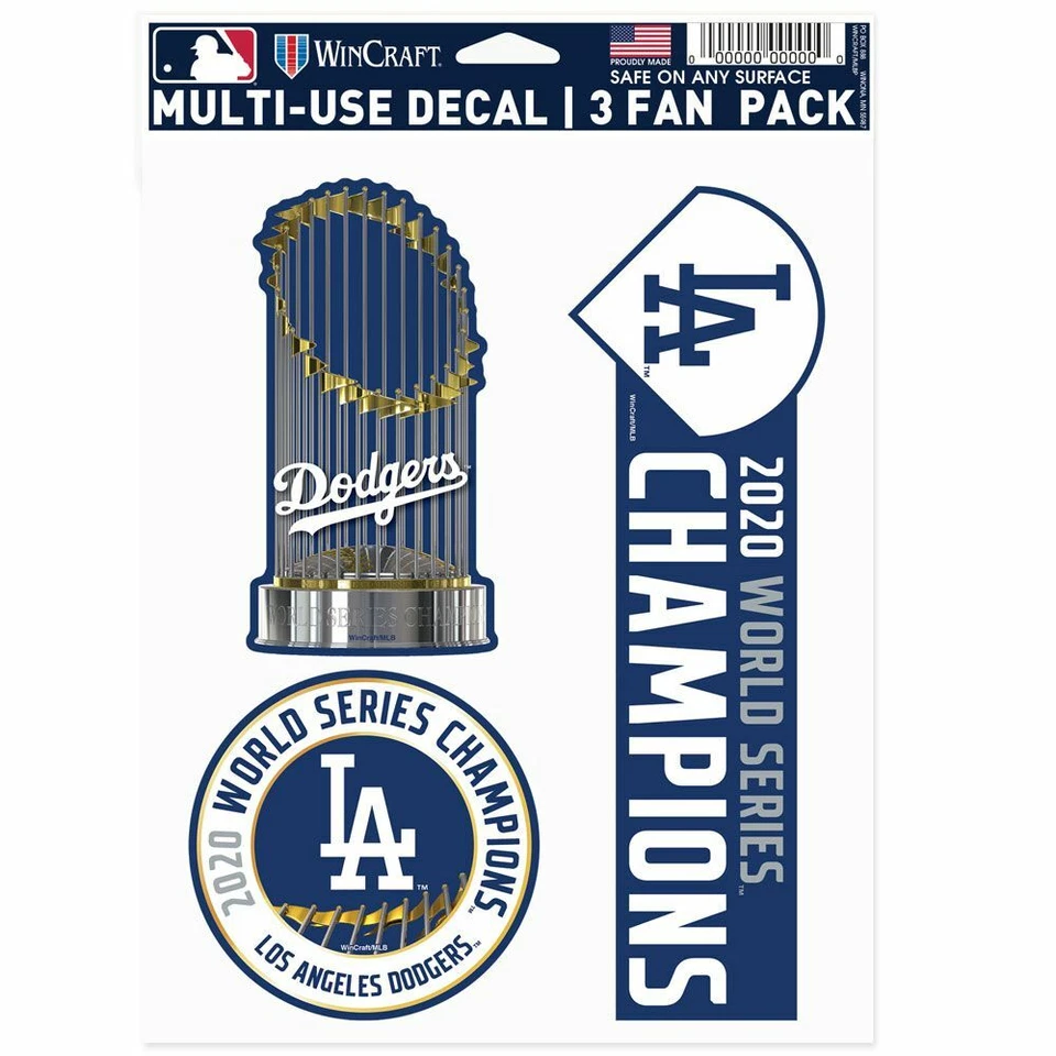 LOS ANGELES DODGERS 2020 WORLD SERIES CHAMPIONS 3-MULTI USE DECALS FAN PACK 👀 - Image 1 of 1