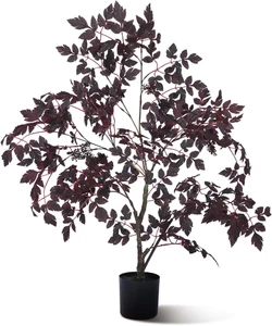 3ft Fall Artificial Cimicifuga Plant Autumn Faux Plum Leaf Plants in Pot Faux Pl - Picture 1 of 12