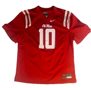 Nike Ole Miss University Of Mississippi Youth Jersey Football Large Red 10 Boys - Picture 1 of 5