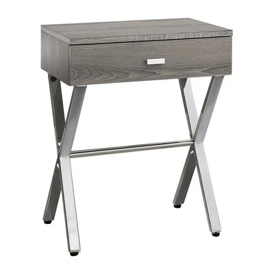 Monarch Specialties I 3263 Dark Taupe/chrome Metal Night Stand Accent Table - Image 1 of 4