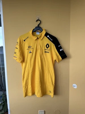 Le Coq Sportif Renault F1 Formula 1 Team 1/4 Polo Shirt M Yellow Infiniti - Image 1 of 4