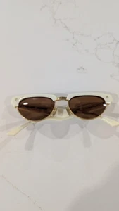 Celine CL40059U Cat Eye Browline Sunglasses Womens Ivory Gold Italy $616 RARE - Picture 1 of 6
